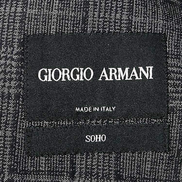Pre Owned Giorgio Armani Navy Blue Prince Of Wales Checked Wool Blazer XXXL