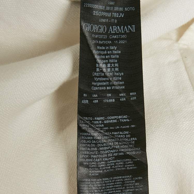 مملوكة مسبقًا Giorgio Armani White Linen Regular Fit Trousers M