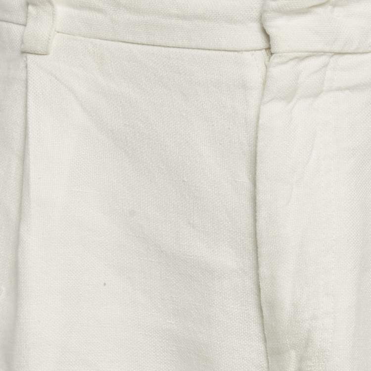 مملوكة مسبقًا Giorgio Armani White Linen Regular Fit Trousers M