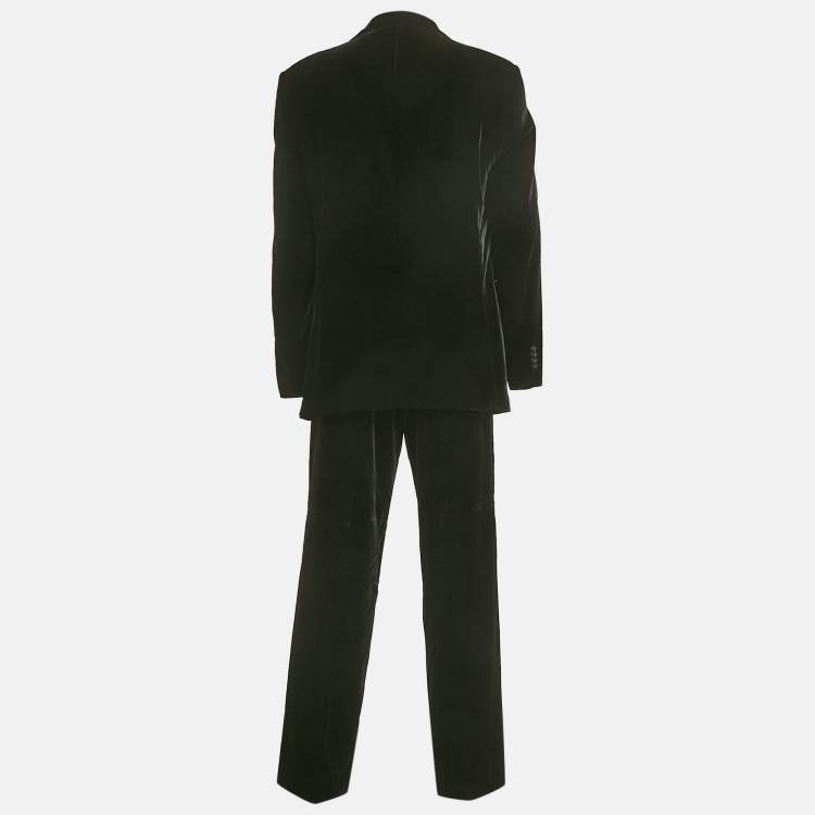Pre Owned Giorgio Armani Vintage Black Velvet Pants Suit XXL/XXXL 