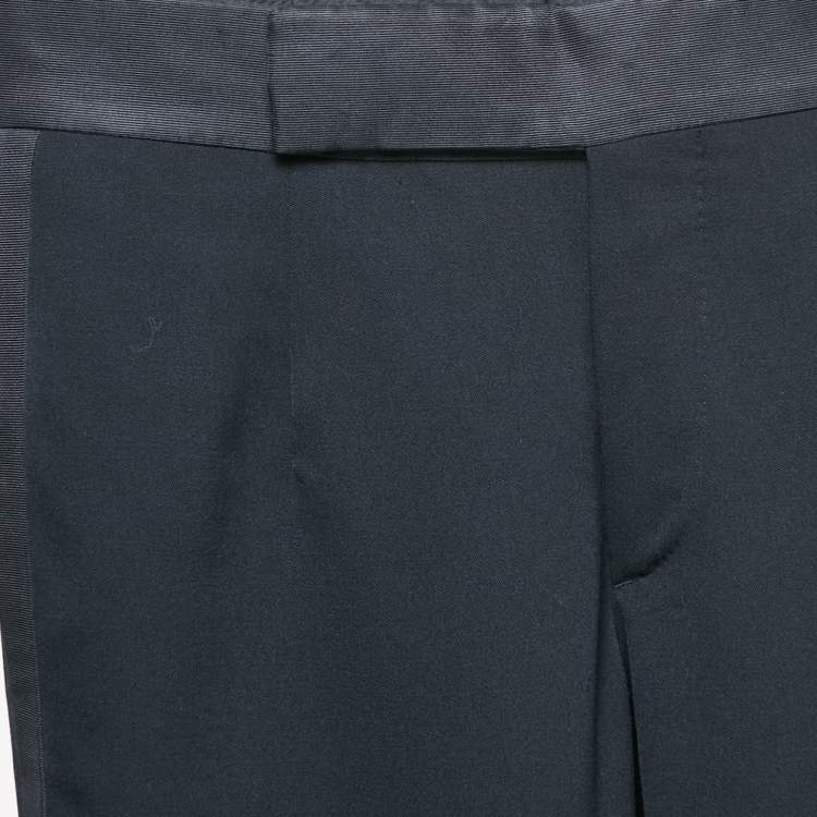 Pre Owned Giorgio Armani Navy Blue Wool Regular Fit Formal Pants M