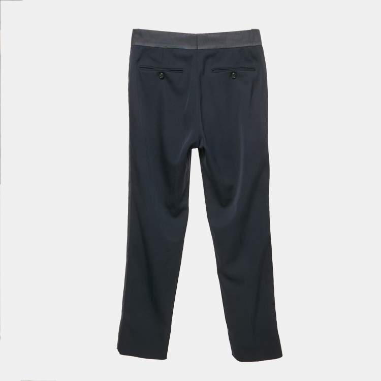 Pre Owned Giorgio Armani Navy Blue Wool Regular Fit Formal Pants M