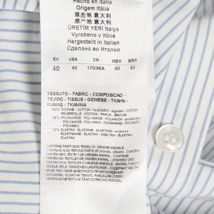 Pre Owned Giorgio Armani White Striped Cotton Jersey Shirt M