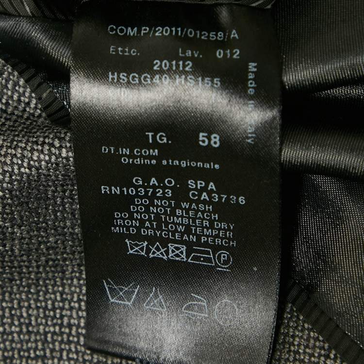 Pre Owned Giorgio Armani Dark Grey Textured Wool Single Breasted Blazer 4XL