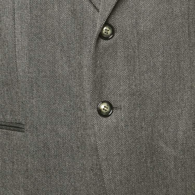 Pre Owned Giorgio Armani Dark Grey Textured Wool Single Breasted Blazer 4XL