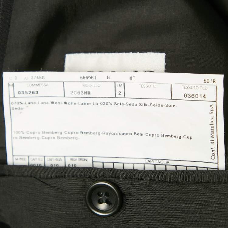 Pre Owned Giorgio Armani Black Pinstripe Wool Blend Regular Fit Suit 5XL