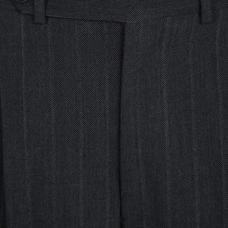 Pre Owned Giorgio Armani Grey Wool Herringbone Pattern Suit 3XL