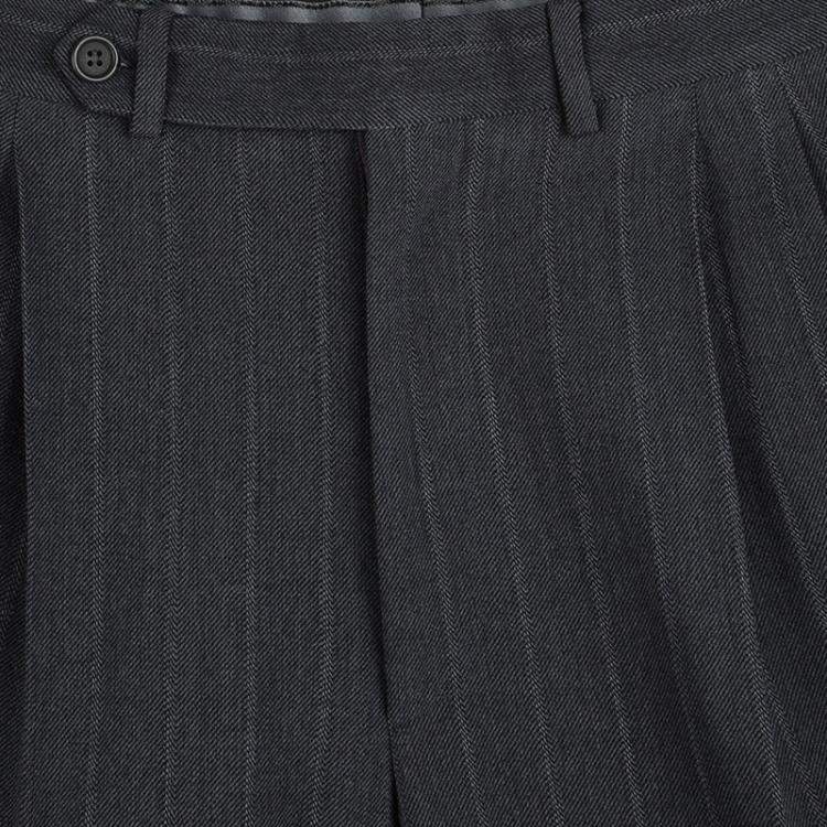 Pre Owned Giorgio Armani Grey Wool Herringbone Pattern Suit 3XL