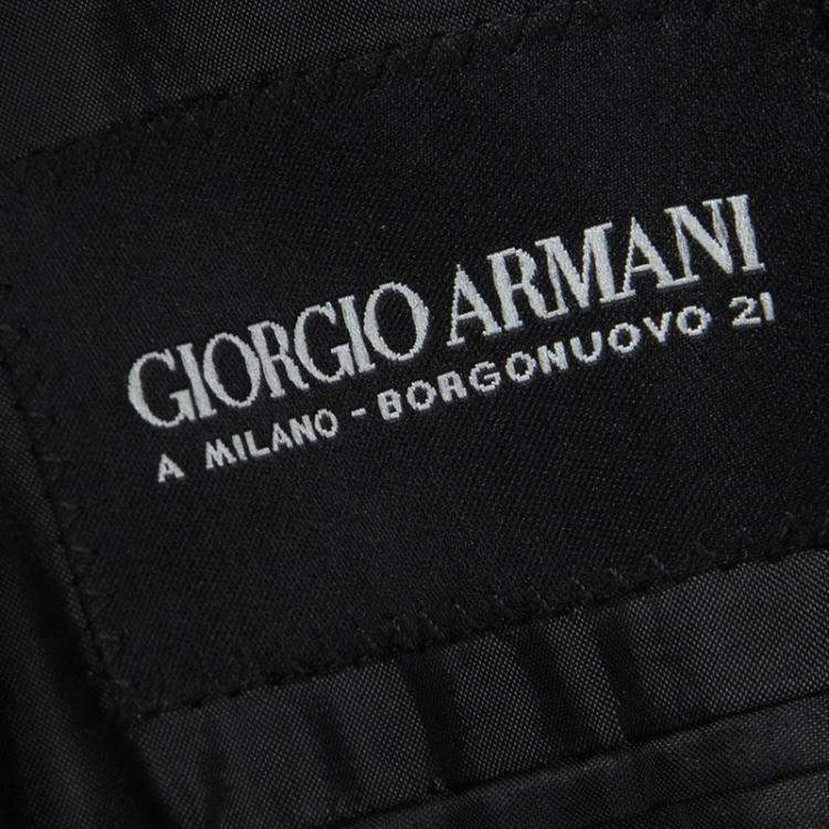 Pre Owned Giorgio Armani Grey Wool Herringbone Pattern Suit 3XL