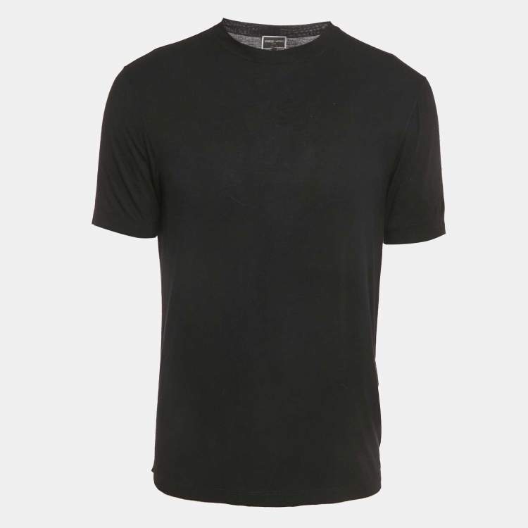 Pre Owned Giorgio Armani Icon Black Jersey Round Neck T-Shirt M