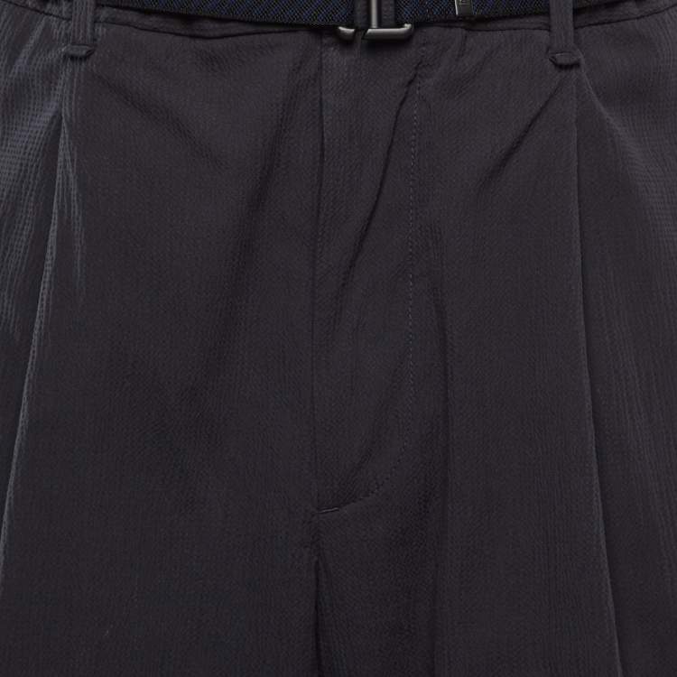 Pre Owned Giorgio Armani Black Cotton Belted Shorts XXL