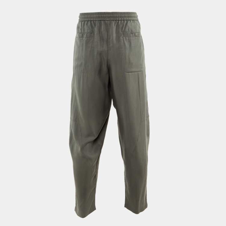 Pre Owned Giorgio Armani Grey Crepe Trousers XXL