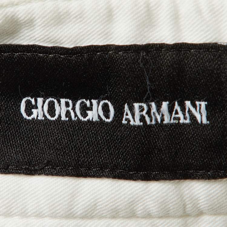 Pre Owned Giorgio Armani White Cotton Gabardine Shorts XXXL