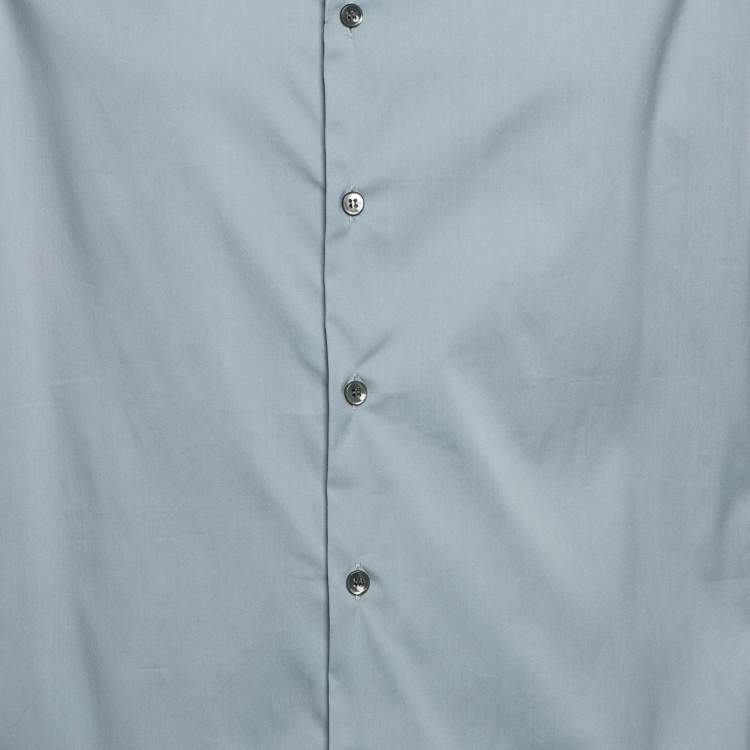 Pre Owned Giorgio Armani Grey Cotton Button Front Long Sleeve Shirt XXL