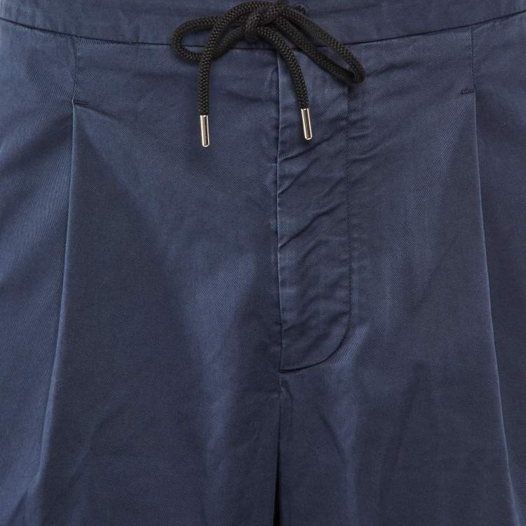 Pre Owned Giorgio Armani Navy Blue Cotton Gabardine Shorts XXL