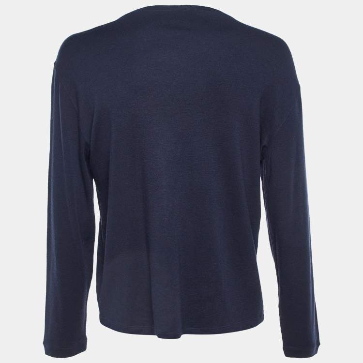 Pre Owned Giorgio Armani Midnight Blue Cashmere Long Sleeve Jumper 4XL