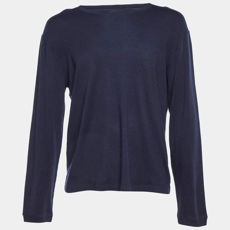 Pre Owned Giorgio Armani Midnight Blue Cashmere Long Sleeve Jumper 4XL