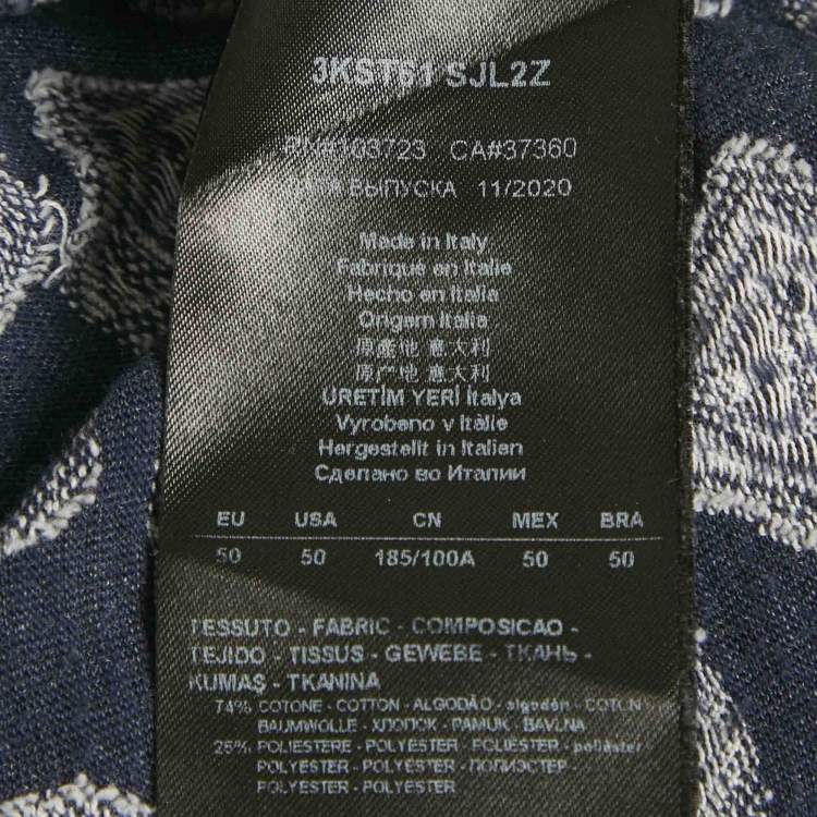 Pre Owned Giorgio Armani Blue Monogram Jersey Crewneck T-Shirt L