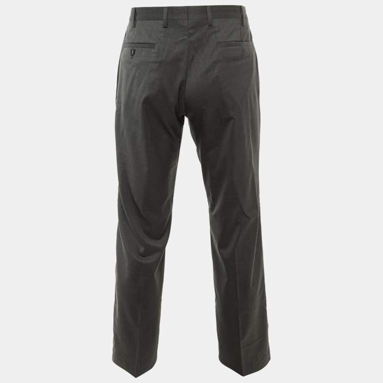 Pre Owned Giorgio Armani Grey Wool Tailored Pants L