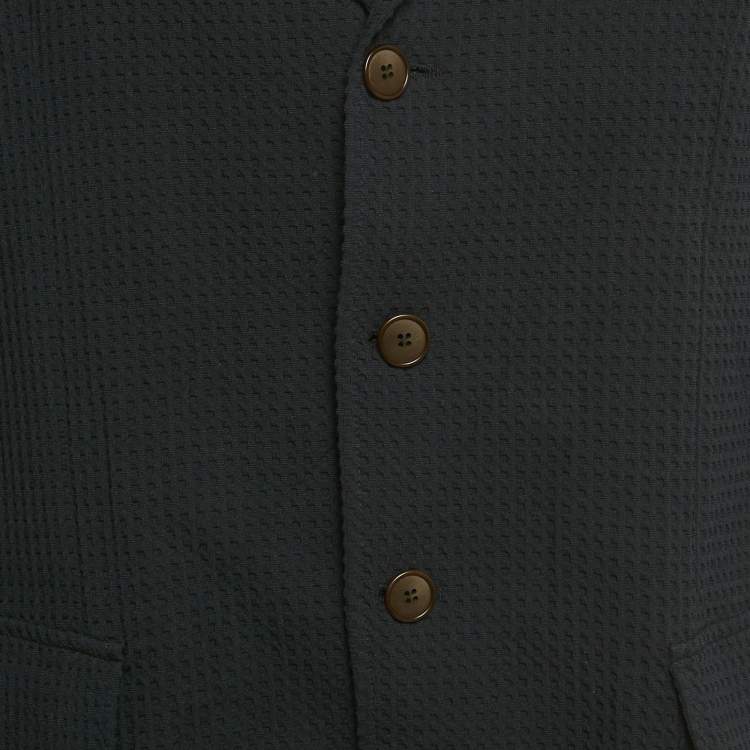 Pre Owned بليزر جورجيو أرماني كريب مزخرف كحلي متعدد الصدرية مقاس كبير جدًا جدًا جدًا (تريبيل إكس لارج)