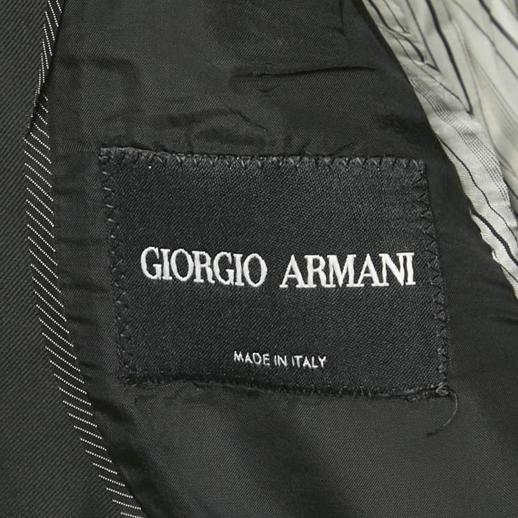 مملوكة مسبقًا Giorgio Armani Black Wool Regular Fit Suit L
