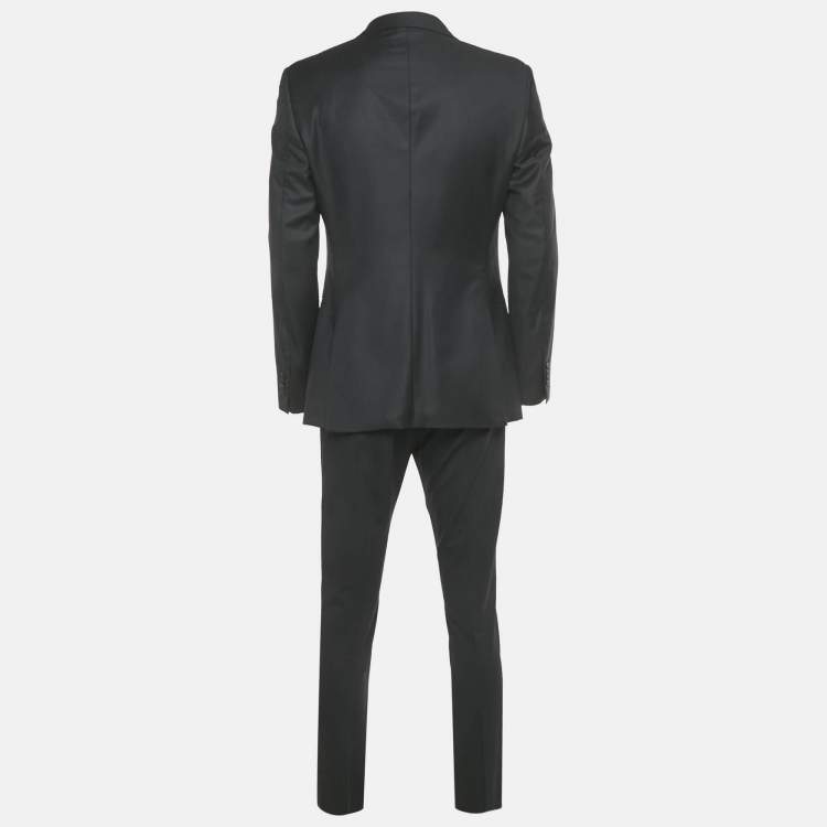 مملوكة مسبقًا Giorgio Armani Black Wool Regular Fit Suit L