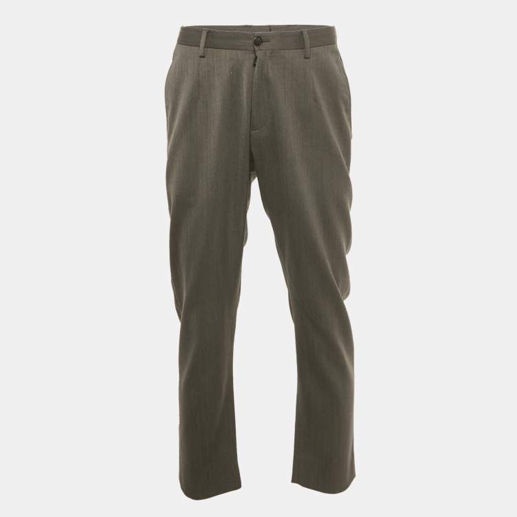 Pre Owned Giorgio Armani Grey Wool Blend Formal Trousers L