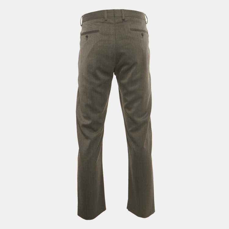 Pre Owned Giorgio Armani Grey Wool Blend Formal Trousers L