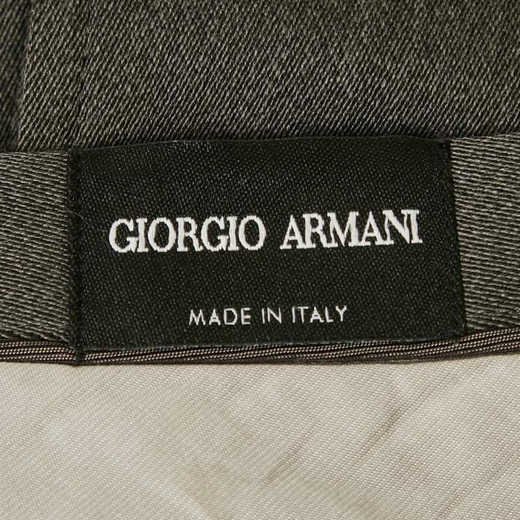 Pre Owned Giorgio Armani Grey Wool Blend Formal Trousers L