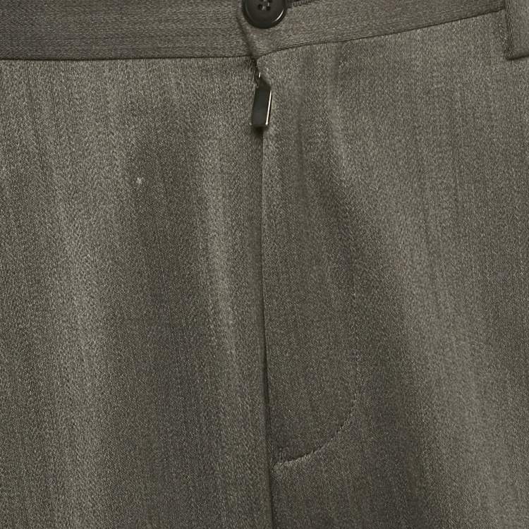 Pre Owned Giorgio Armani Grey Wool Blend Formal Trousers L