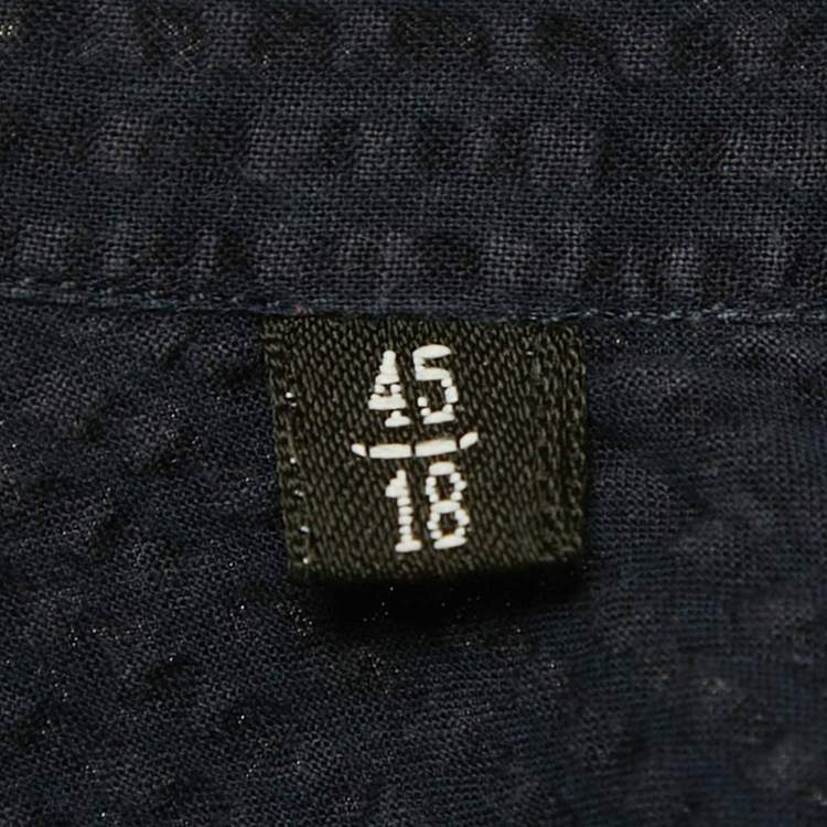 Pre Owned Giorgio Armani Navy Blue Crinkled Cotton Button Front Shirt 4XL