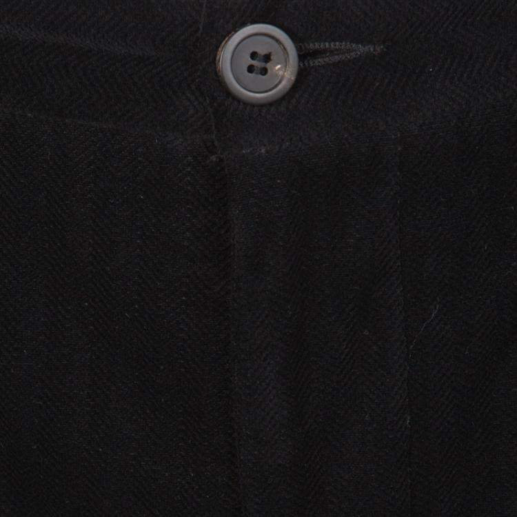 Pre Owned Giorgio Armani Black Velvet Chevron Pattern Pants XL