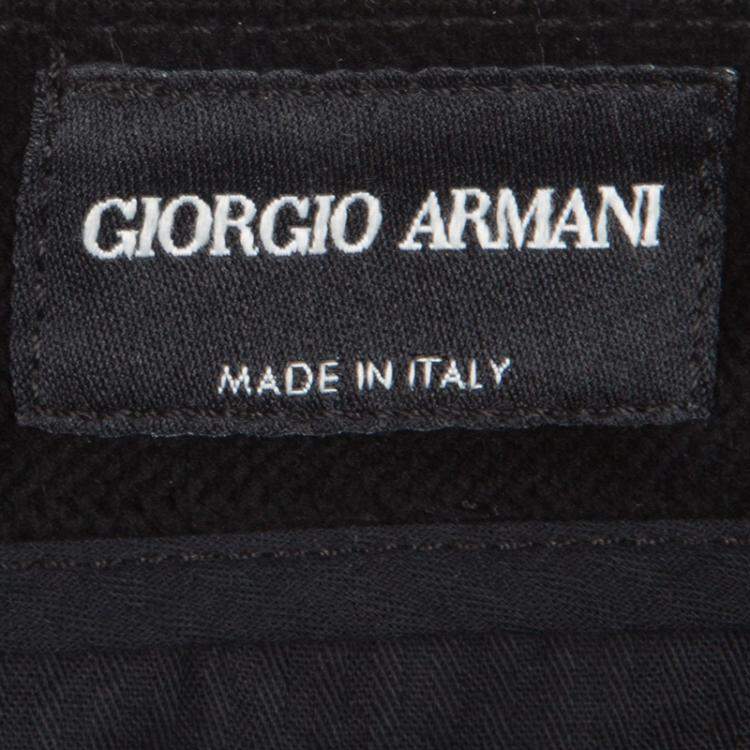 Pre Owned Giorgio Armani Black Velvet Chevron Pattern Pants XL