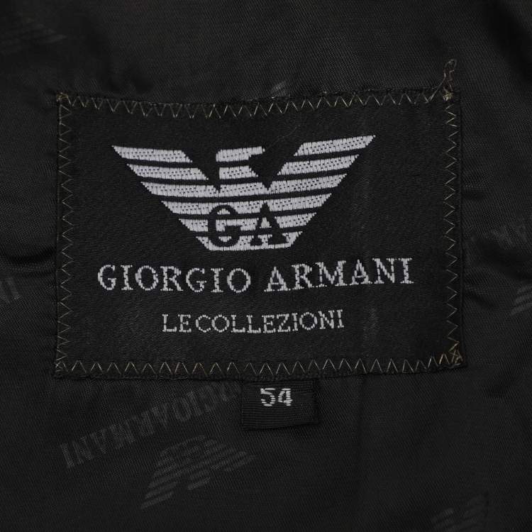 Pre Owned بليزر جورجيو أرماني أسود صوف صدريّة واحدة مقاس كبير جدًا (إكس إكس لارج)