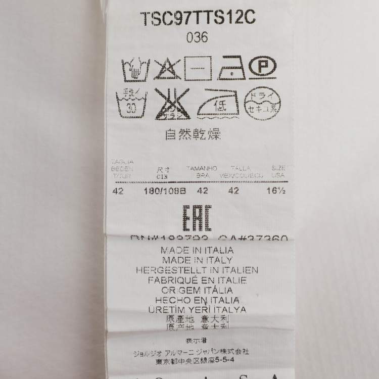 Pre Owned قميص جورجيو أرماني قطن مرن أبيض بأكمام طويلة مقاس كبير جداً