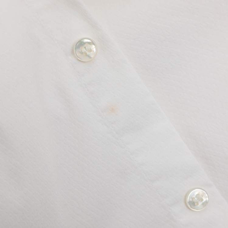 Pre Owned قميص جورجيو أرماني قطن مرن أبيض بأكمام طويلة مقاس كبير جداً