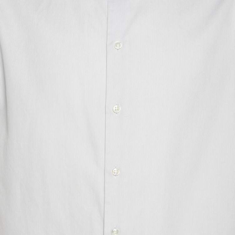 Pre Owned قميص جورجيو أرماني قطن رمادي بأكمام طويلة مقاس كبير جدًا