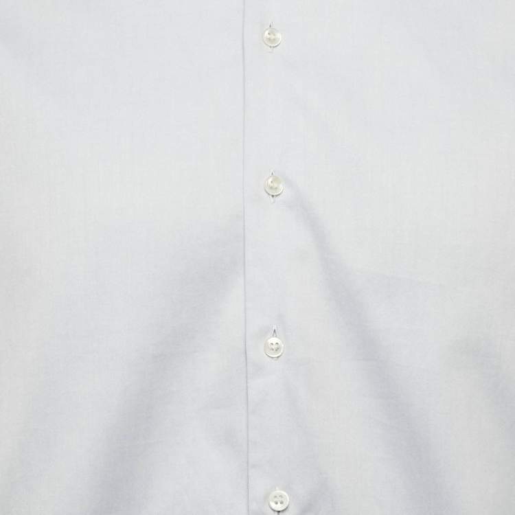 Pre Owned Giorgio Armani Blue Cotton Long Sleeve Shirt M