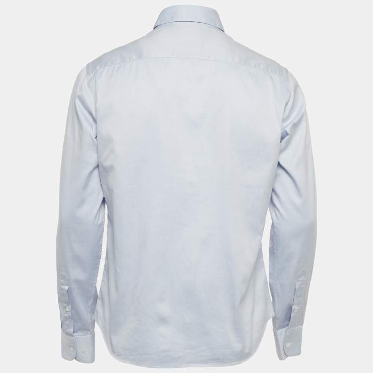 Pre Owned Giorgio Armani Blue Cotton Long Sleeve Shirt M
