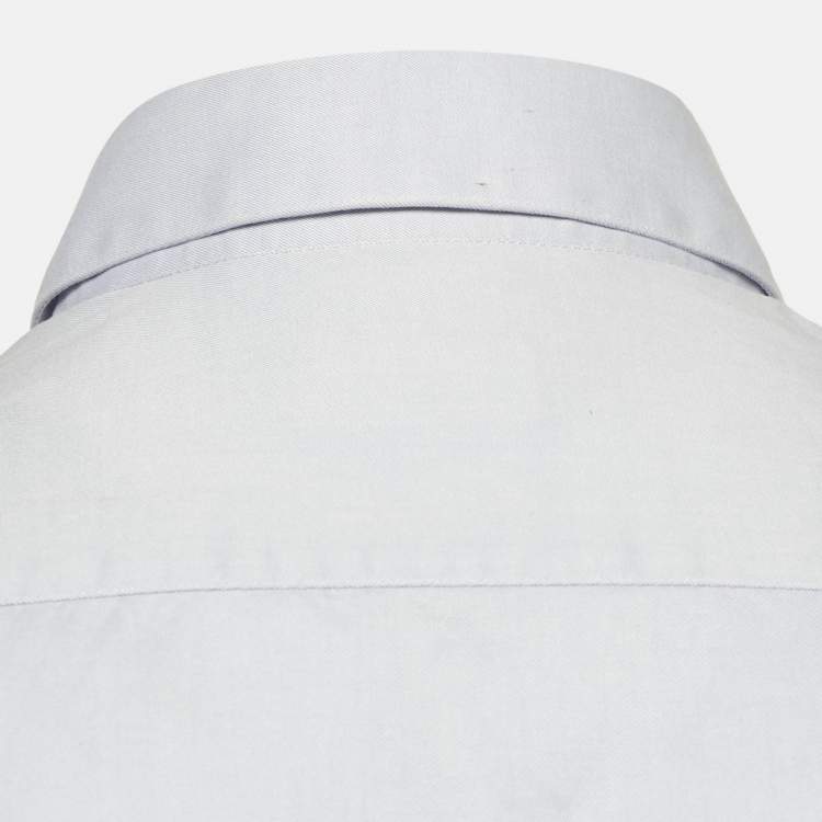 Pre Owned Giorgio Armani Blue Cotton Long Sleeve Shirt M