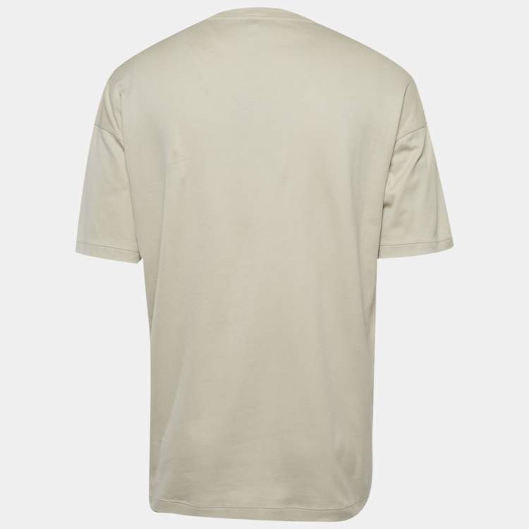 Pre Owned Giorgio Armani Grey Printed Jersey Crewneck T-Shirt M