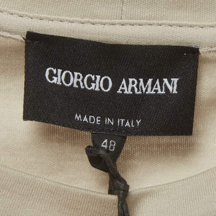 Pre Owned Giorgio Armani Grey Printed Jersey Crewneck T-Shirt M