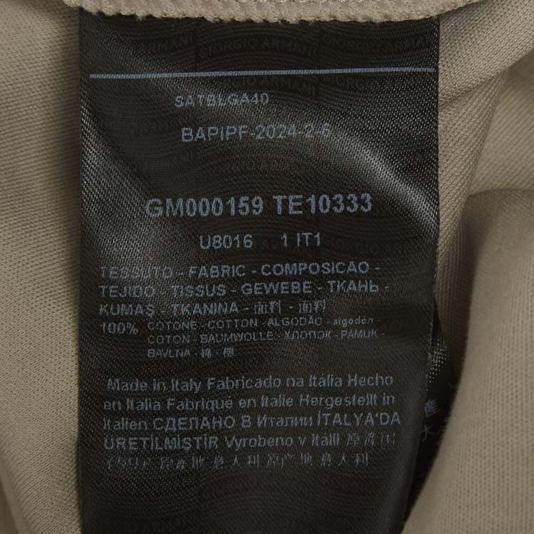 Pre Owned Giorgio Armani Grey Printed Jersey Crewneck T-Shirt M