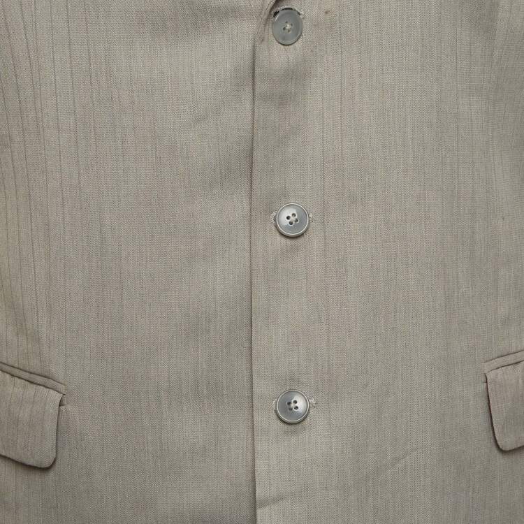 Pre Owned جاكيت بليزر جورجيو أرماني صوف مخطط رمادي مقاس كبير جدًا - إكس لارج