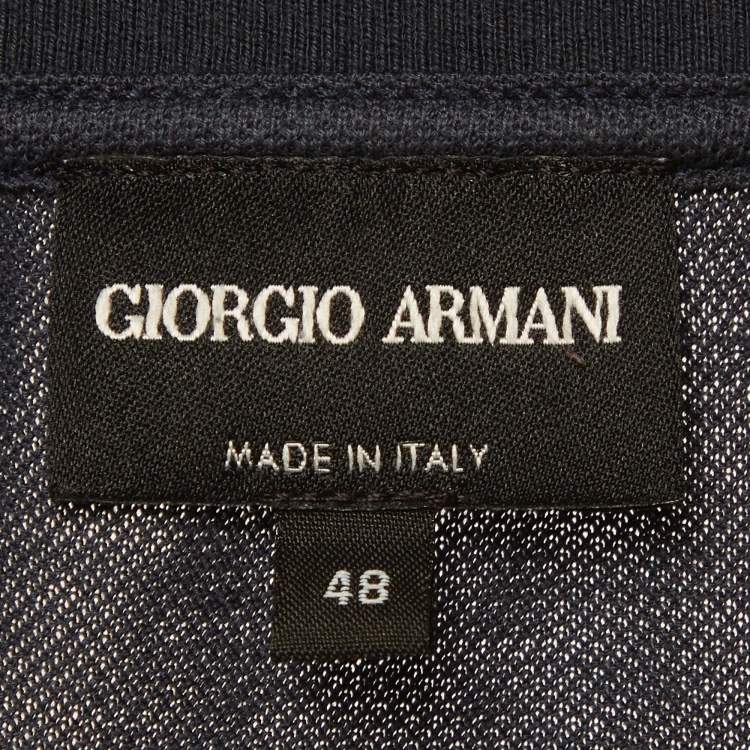 Pre Owned Giorgio Armani Navy Blue Pique Polo T-Shirt M