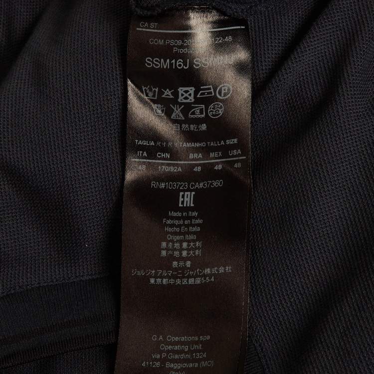 Pre Owned Giorgio Armani Navy Blue Pique Polo T-Shirt M