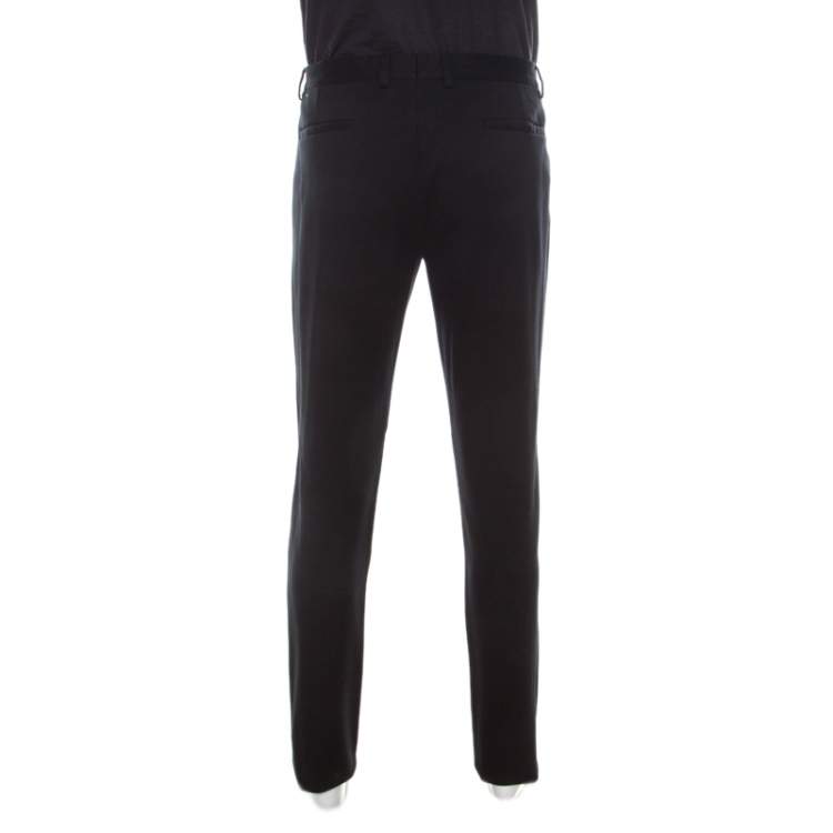 Pre Owned Giorgio Armani Black Stretch Jersey Trousers XL 
