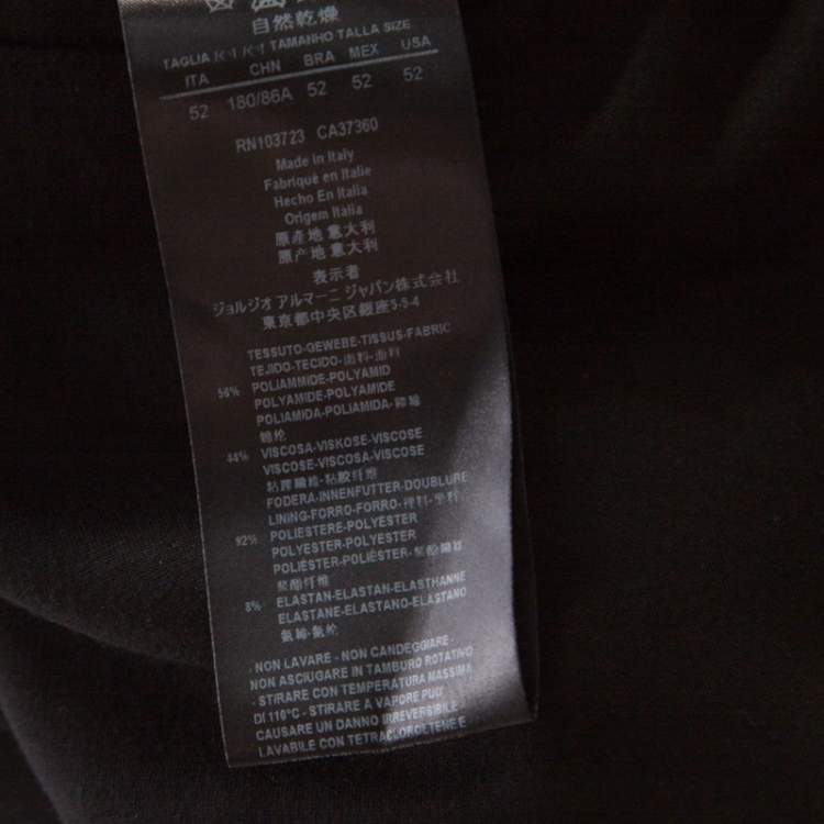 Pre Owned Giorgio Armani Black Stretch Jersey Trousers XL 