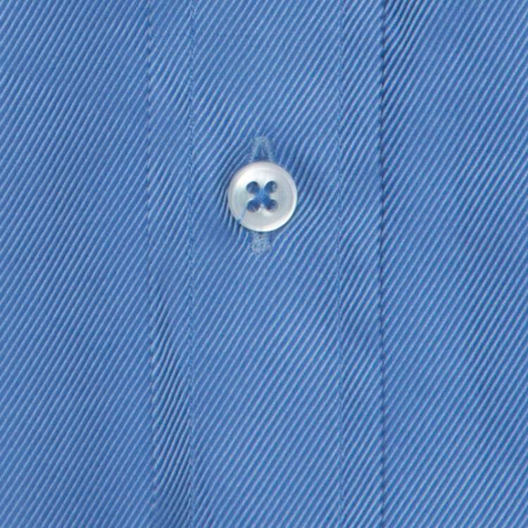 Pre Owned Giorgio Armani Classico Blue Diagonal Pin Stripe Cotton Full Sleeve Shirt 3XL