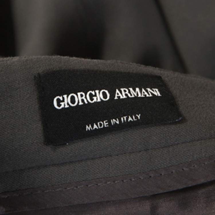Pre Owned Giorgio Armani Grey Wool Straight Fit Trousers M  